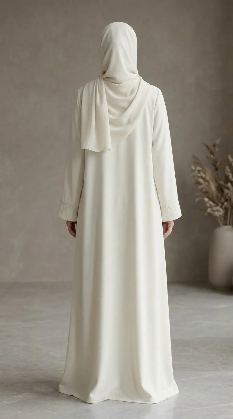 Imperial Ivory Crepe Abaya alternate view