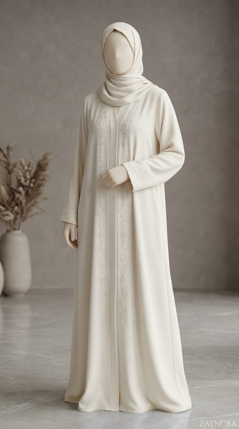 Imperial Ivory Crepe Abaya